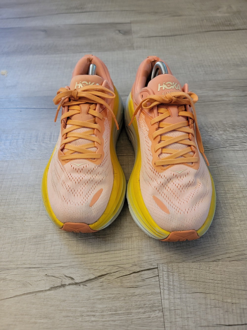 Hoka Running Shoes in Peach & Yellow